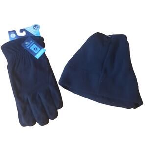 Isotoner Mens Black Fleece Gloves and Winter Hat New With Tags